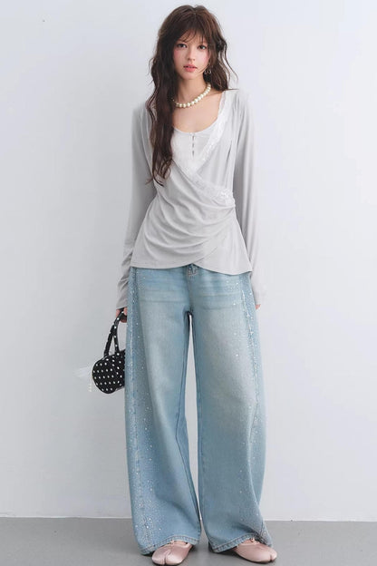 Lyocell Rhinestone Scimitar Pants