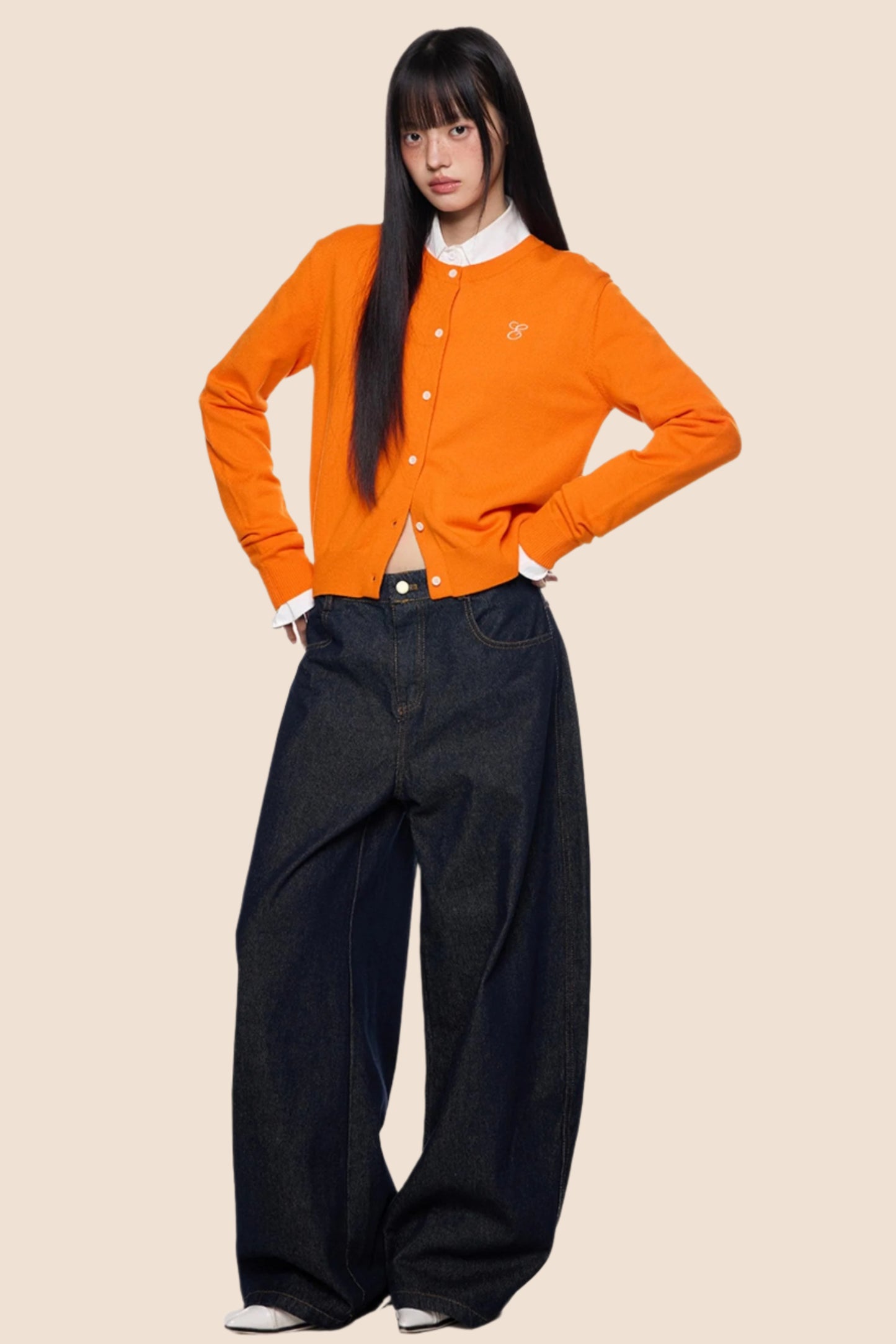 Embroidered Cropped Knit Sweater Cardigan