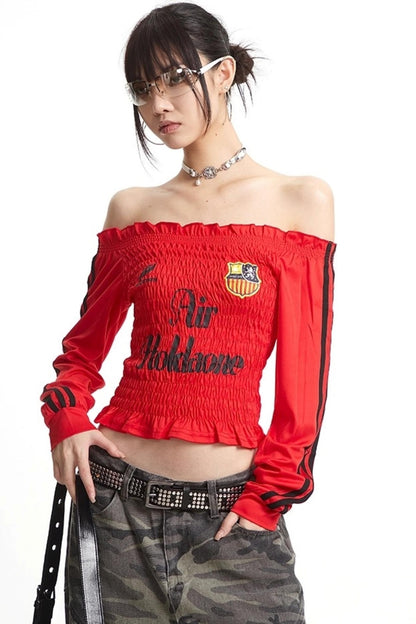 Pleats Elastic Sleeve T-Shirt