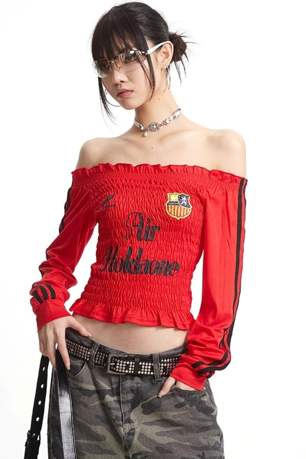 Pleats Elastic Sleeve T-Shirt