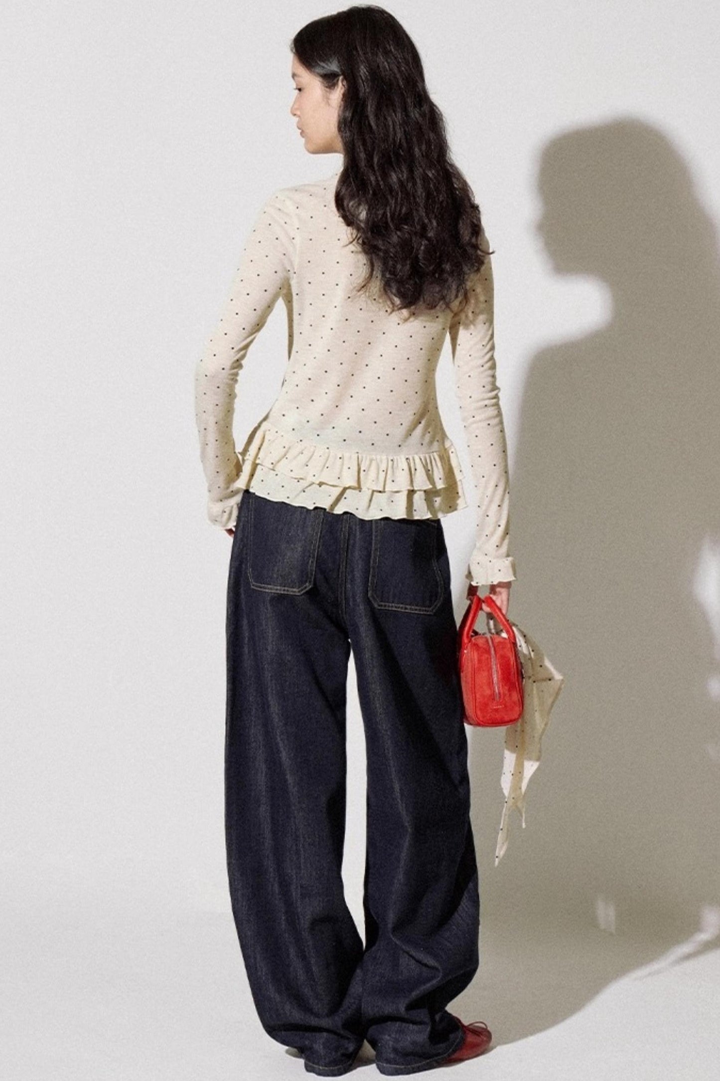 Romantic Polka Dot Long-Sleeved T-shirt