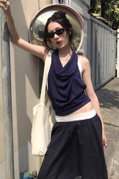 Orange Wave Halter Top