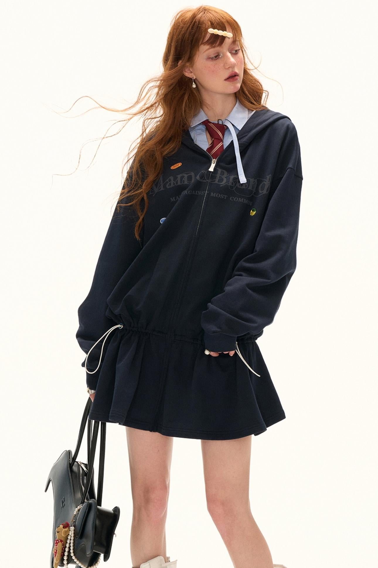 Blue Waist Long Sleeve Shirt