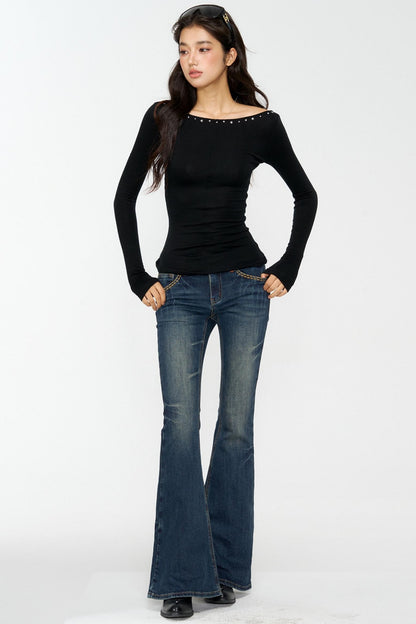 Hot Diamond Shoulder Buckle Shirt