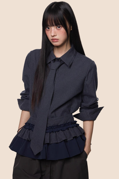 Vintage Pleated Plaid Shirt