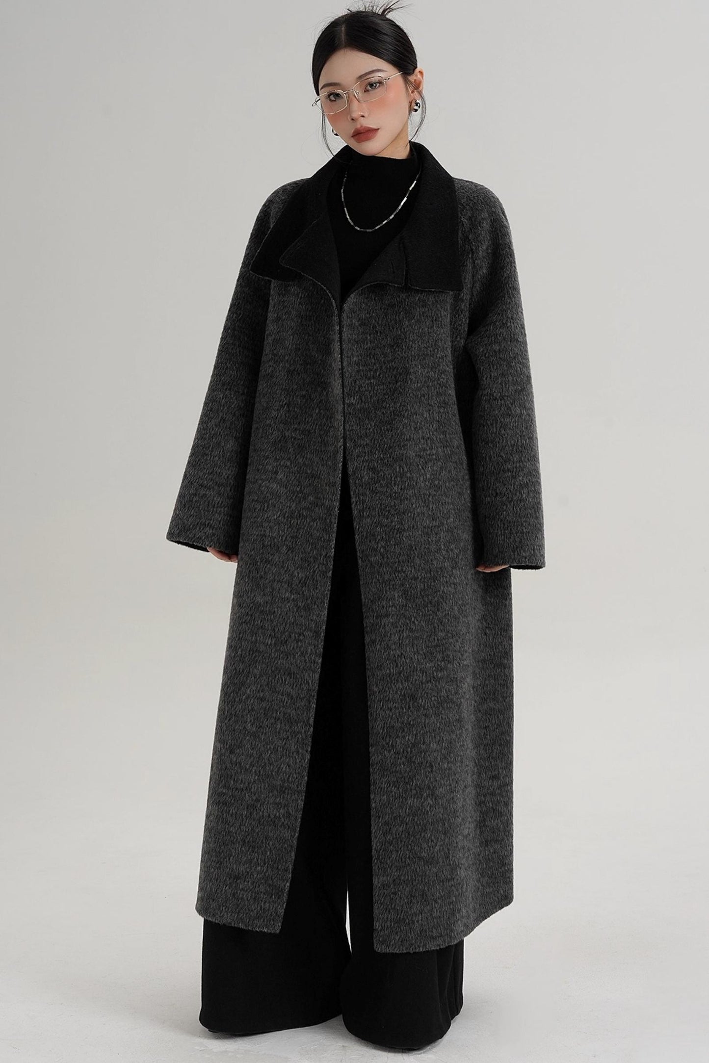 Elegant Athens Gray Wool Coat