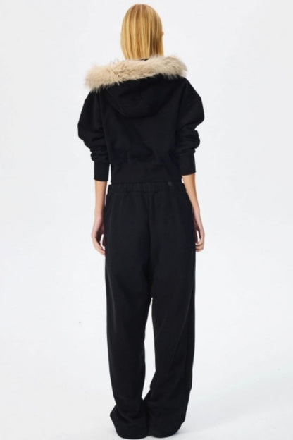 Fur Collar Hooded Sweatshirt Set-Up