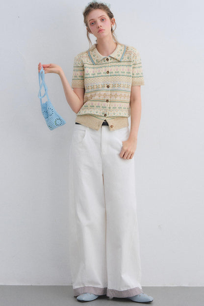 Wool Blend Fair Isle Top