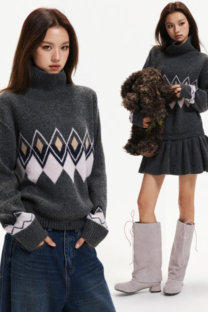 Color-Blocked Diamond Dress