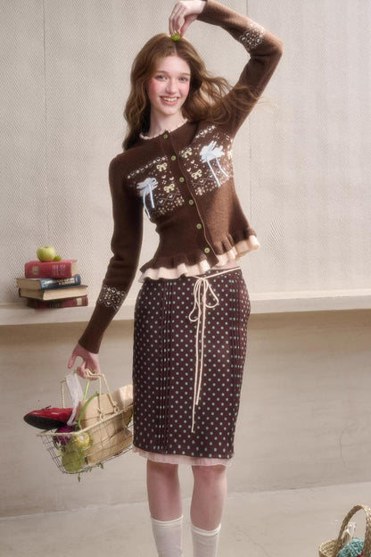 Green Apple Fair Isle Cardigan Top Set-Up