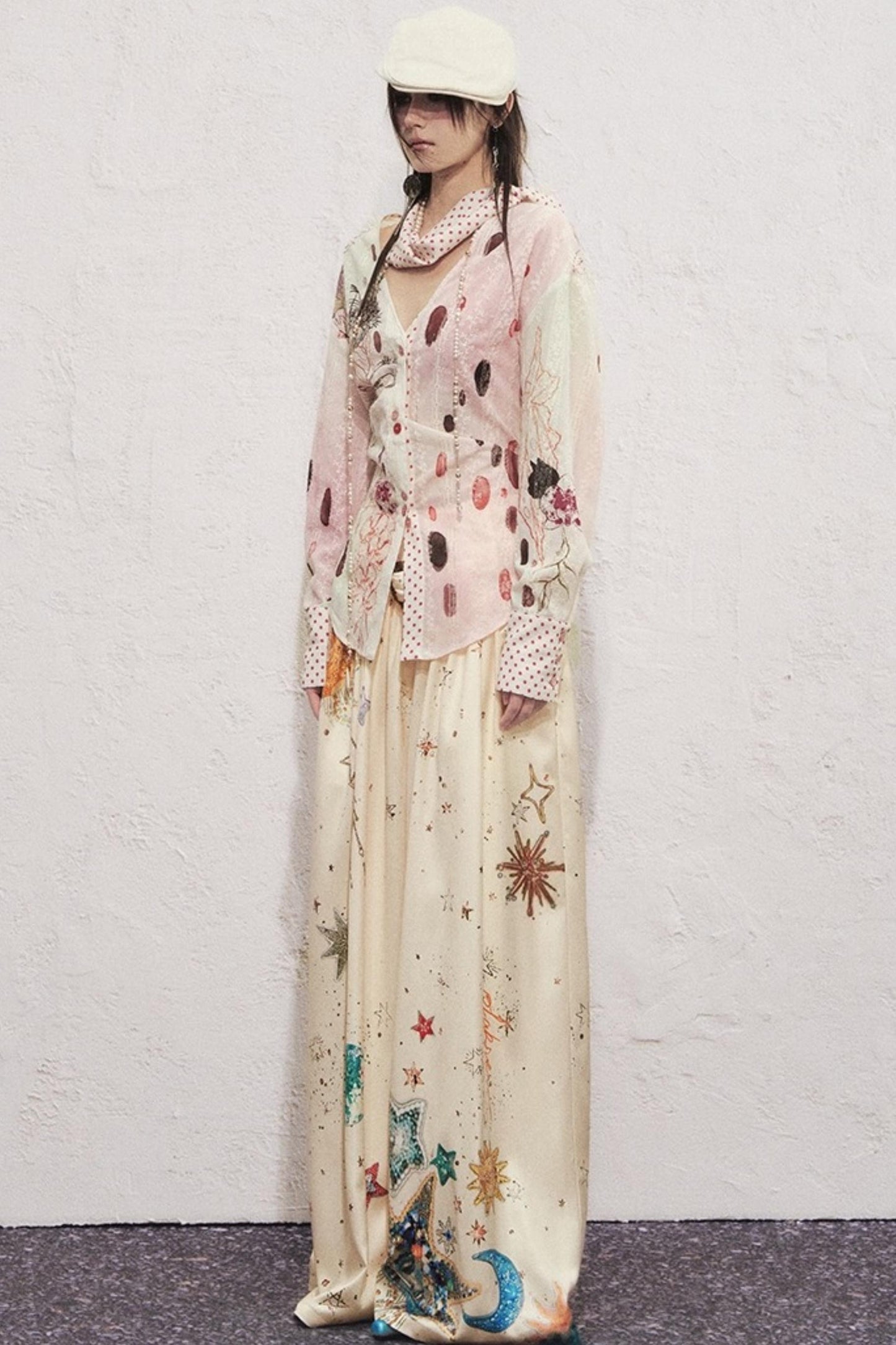 Pleated Sky Wide-Leg Pants