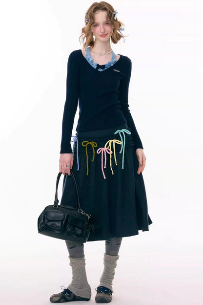 Ruffled Multi-Color Bow Skirt