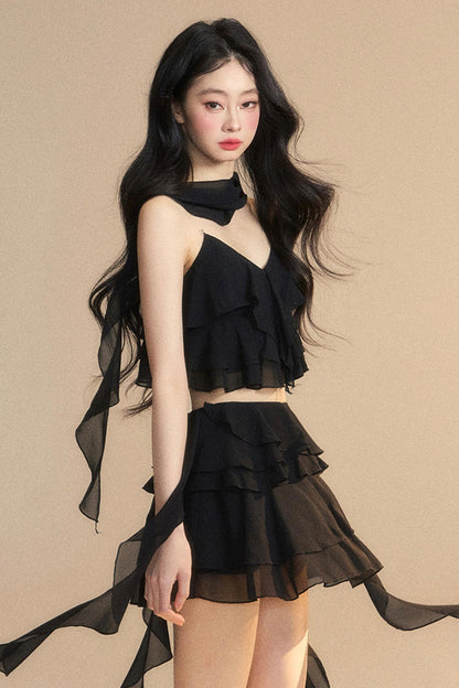 Luxury Halter With Skirt Set-Up