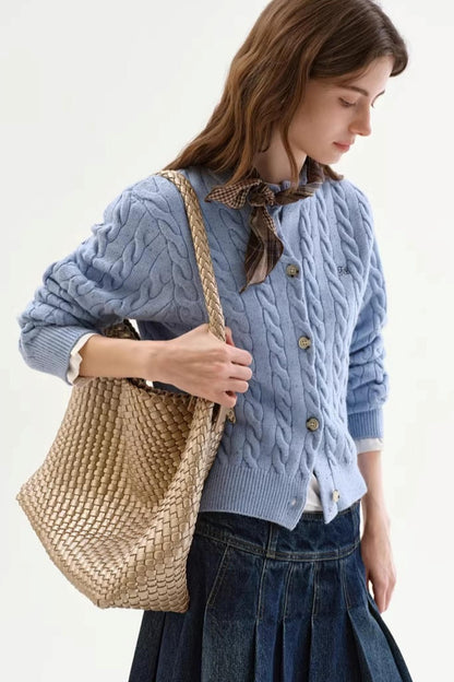 Speckled Cable Knit Cardigan