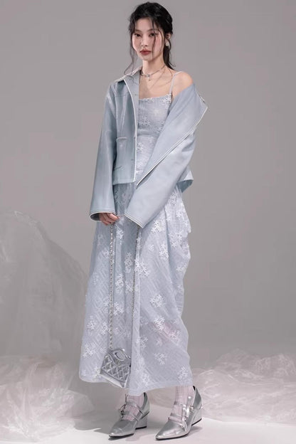 Ice Lake Blue Knitted Dress