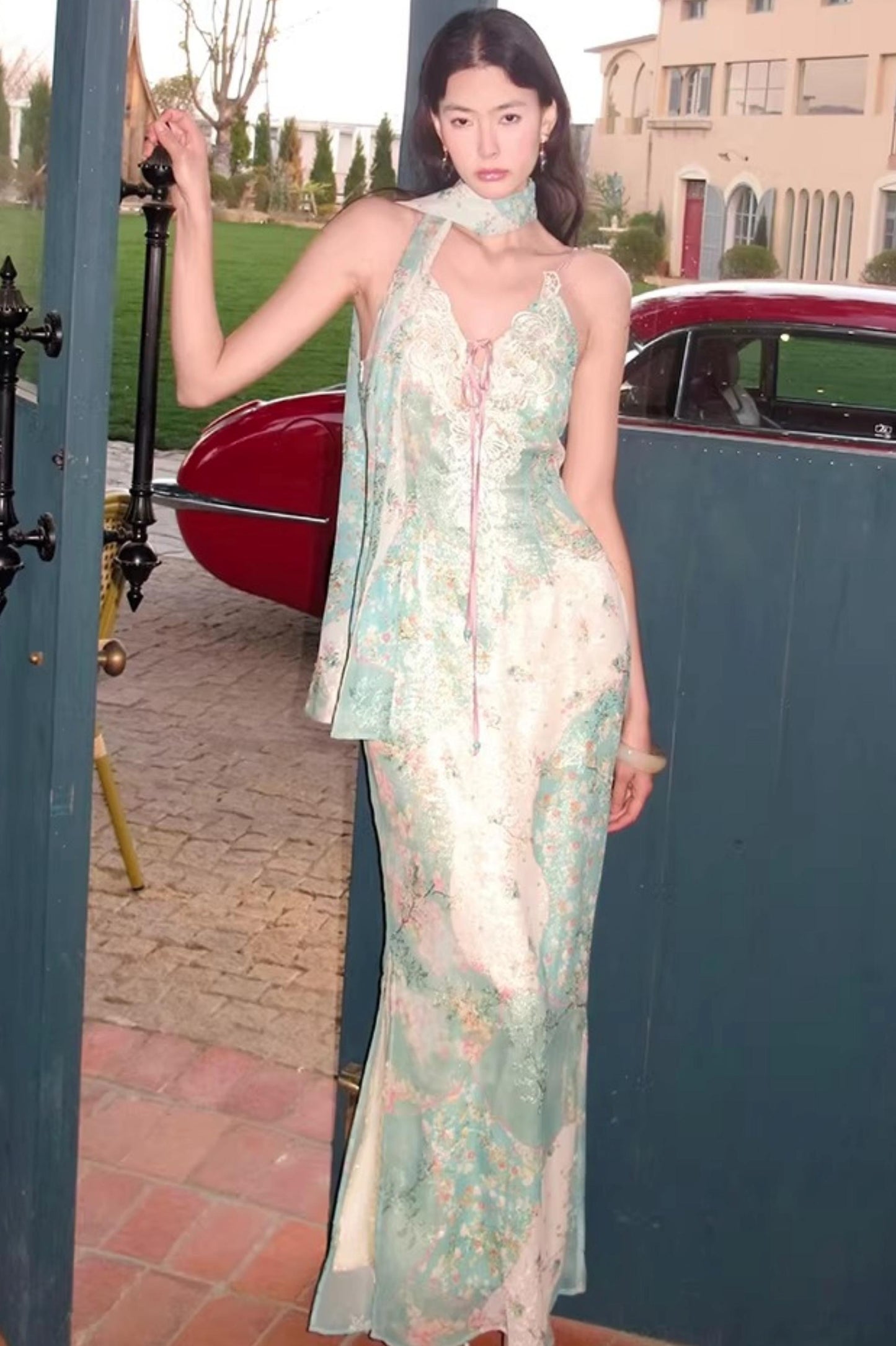 프렌치 레트로 레이스 패치워크 원피스