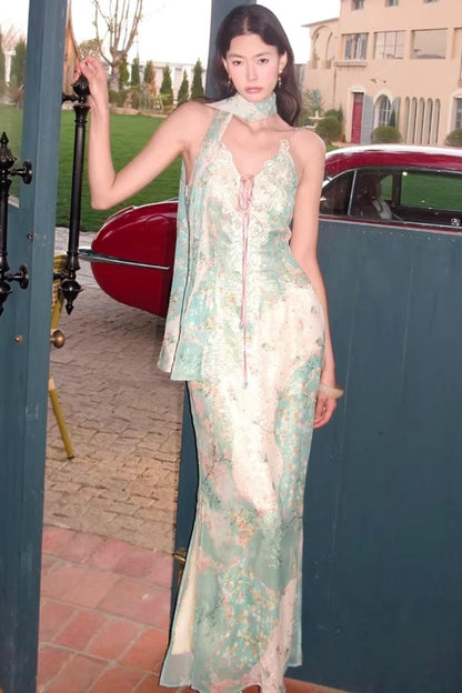 프렌치 레트로 레이스 패치워크 원피스