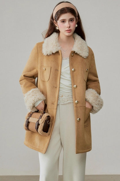 Fur Integrated Suede Winter Jacket