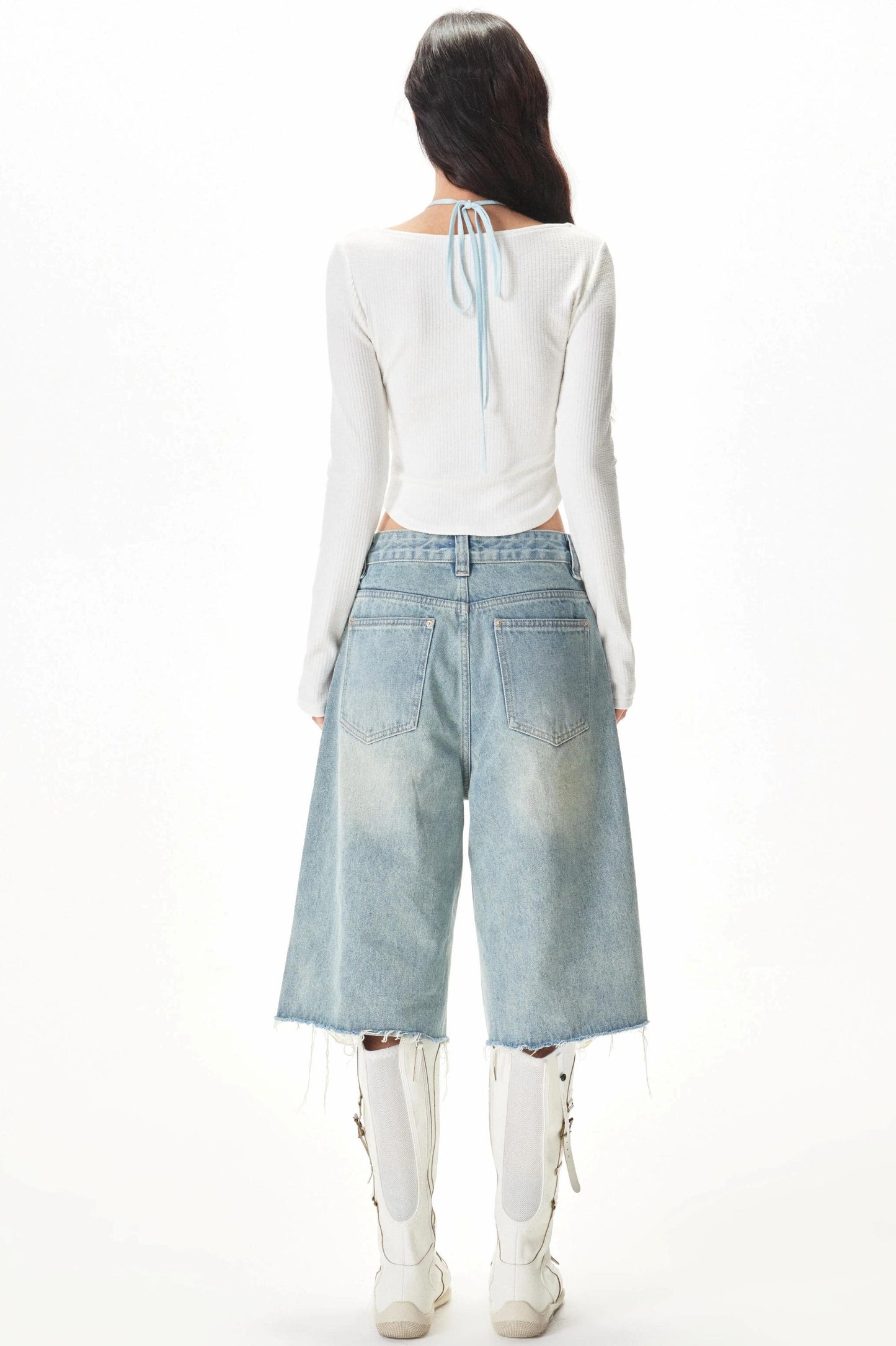 Retro Ripped Denim Shorts