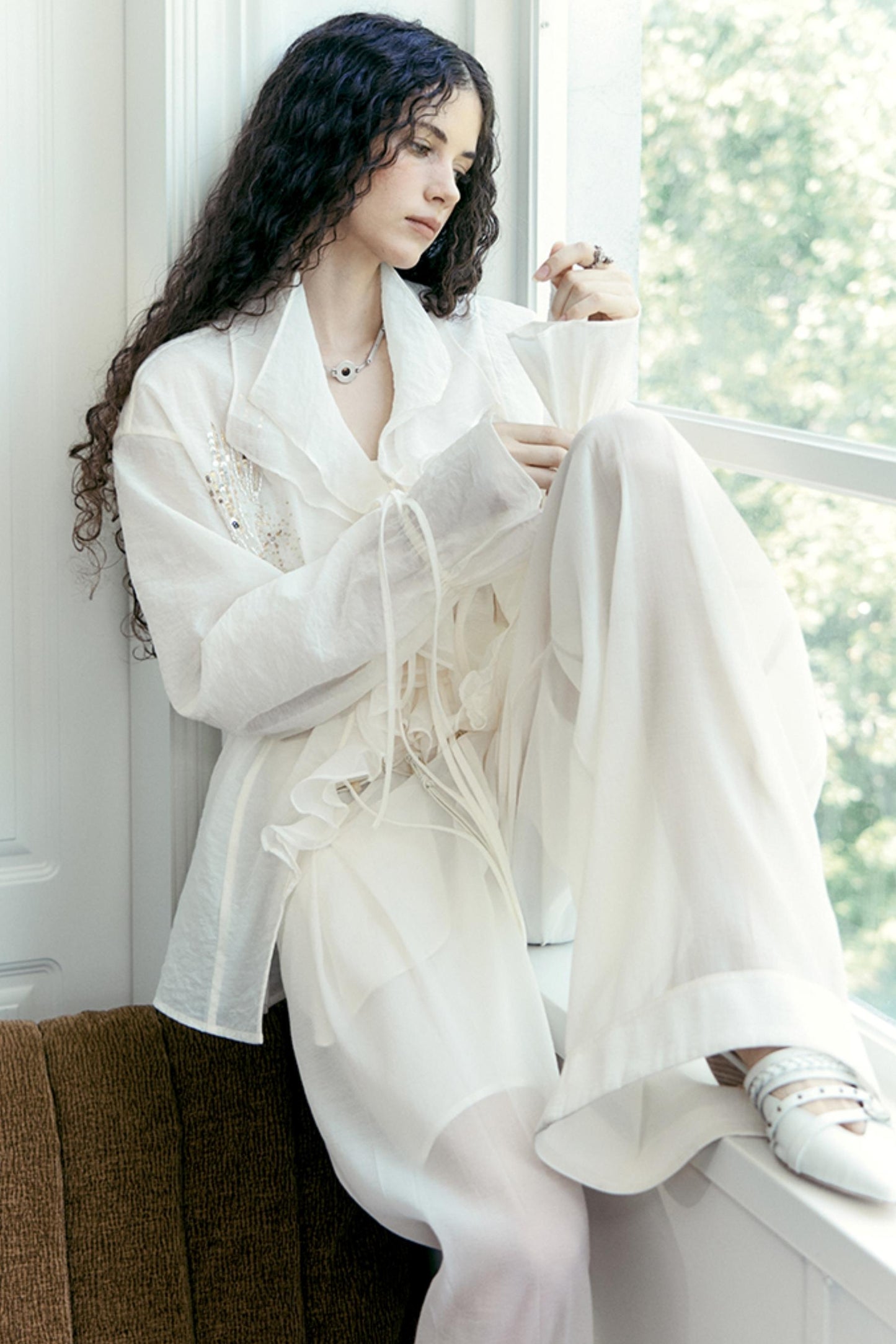 Handmade Beaded Wide Leg Pants