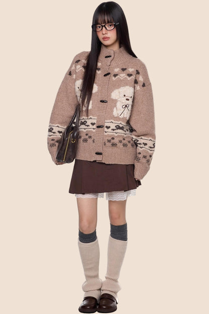 Vintage Dog Knit Cardigan Sweater