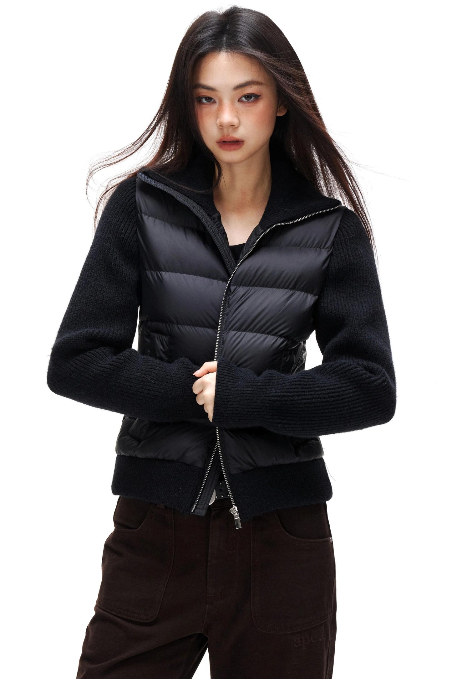 Ribbed Knitted Patchwork Jacket