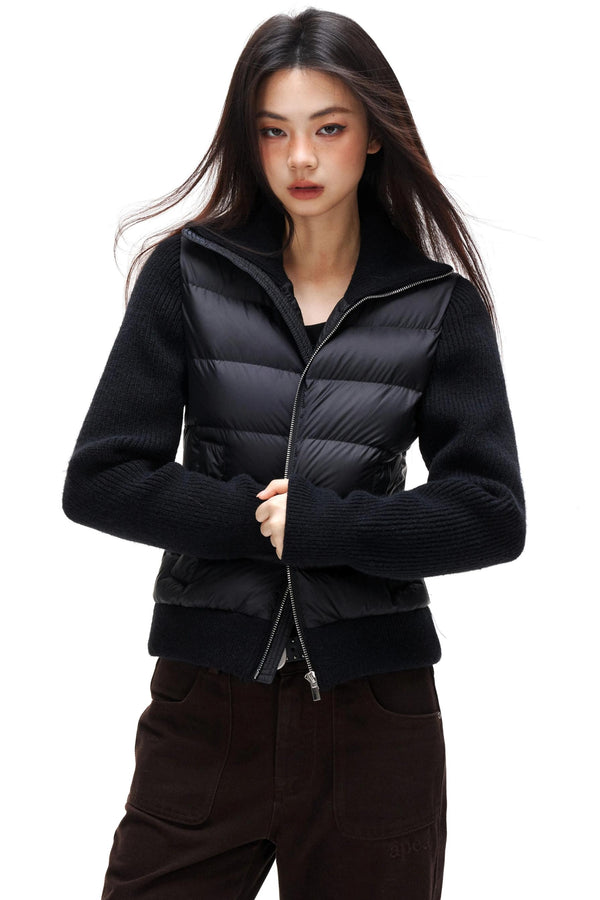Ribbed Knitted Patchwork Jacket