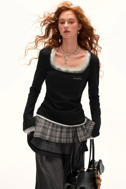 Lace Layered Long Sleeve T-Shirt