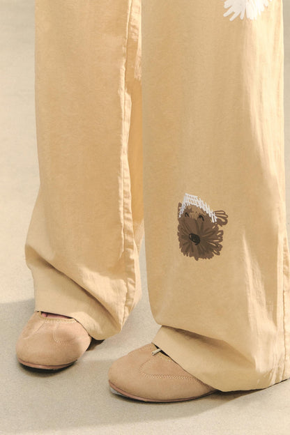 Vintage Wide-leg Khaki Trousers