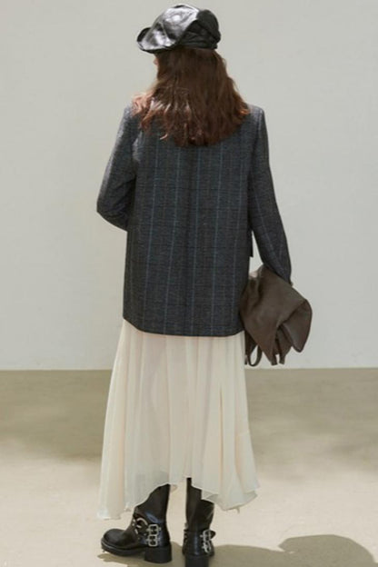 Autumn Wool Blend Plaid Blazer