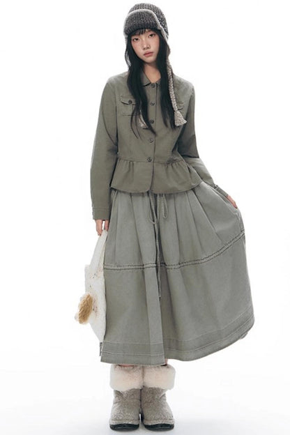 Elastic Cotton Dimensional Skirt