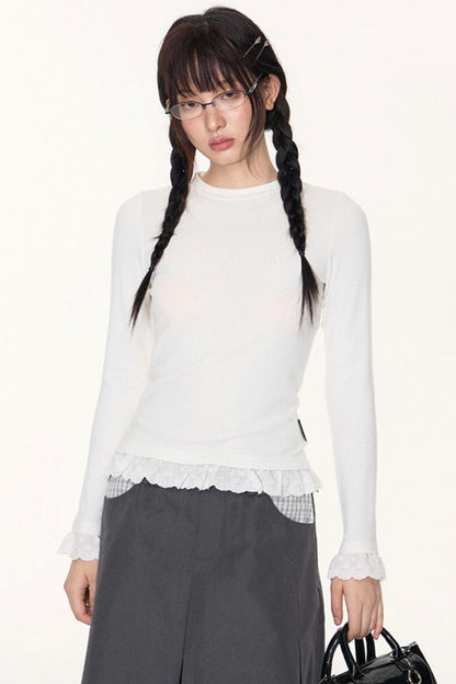 Lace Embroidery Slim Top