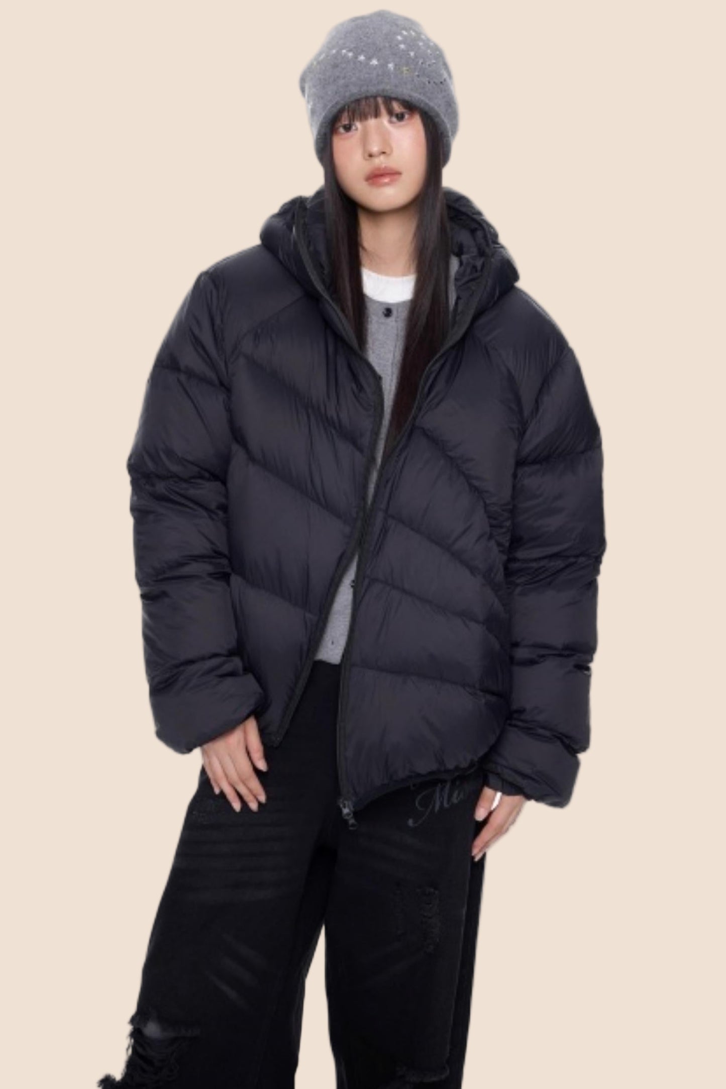 Deconstructed Hooded Down Jacket