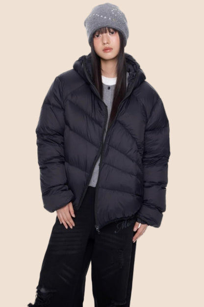 Deconstructed Hooded Down Jacket