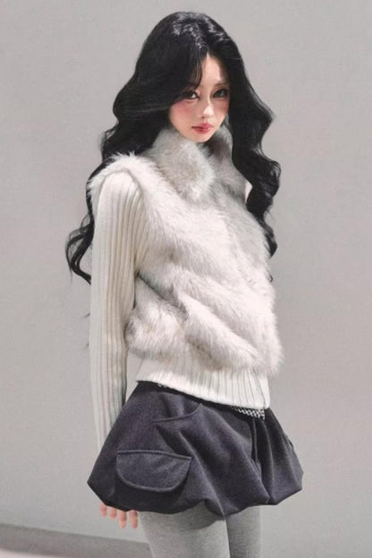 Faux Fur Leopard Knit Jacket