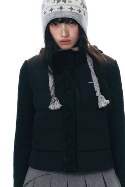 Patchwork Cropped Down Jacket