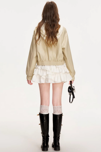 Eco-Friendly Bowknot Leather Jacket