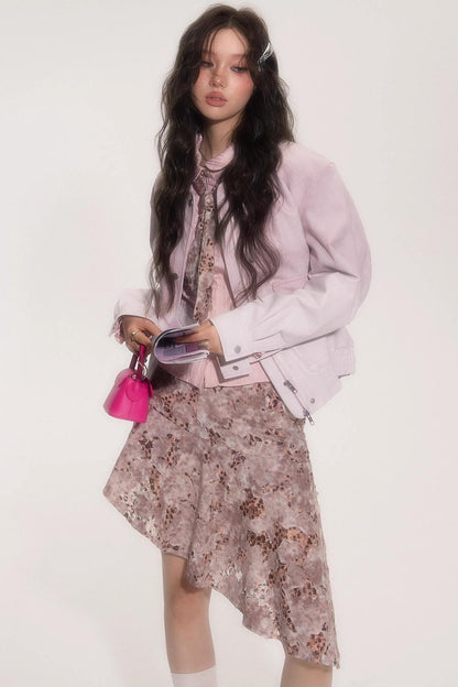 Pink Gradient Burst Leather Jacket