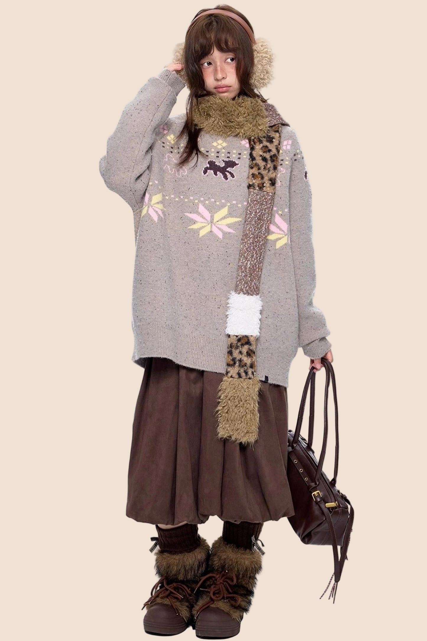 Vintage Fair Isle Loose Knit Sweater