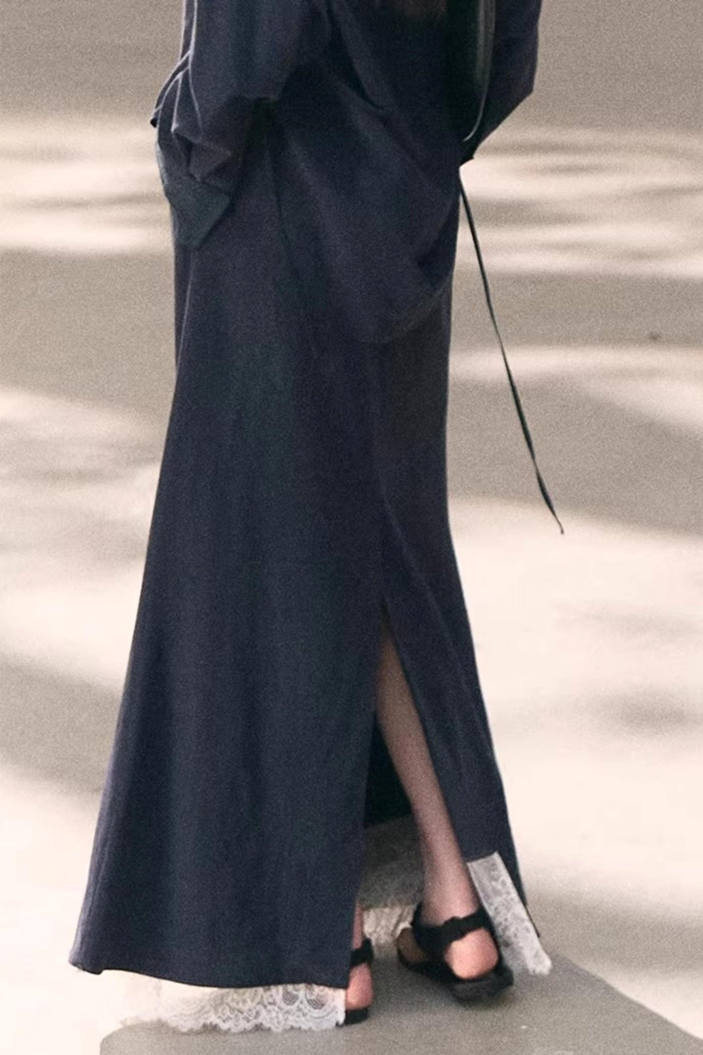 Lyocell Embroidered Draped Skirt Set-Up