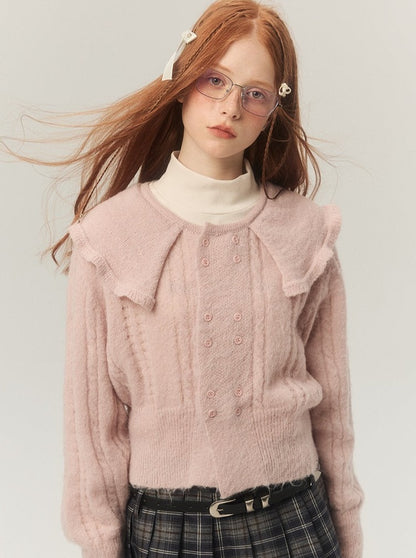 Cropped Mohair Sweater Knitted Tops