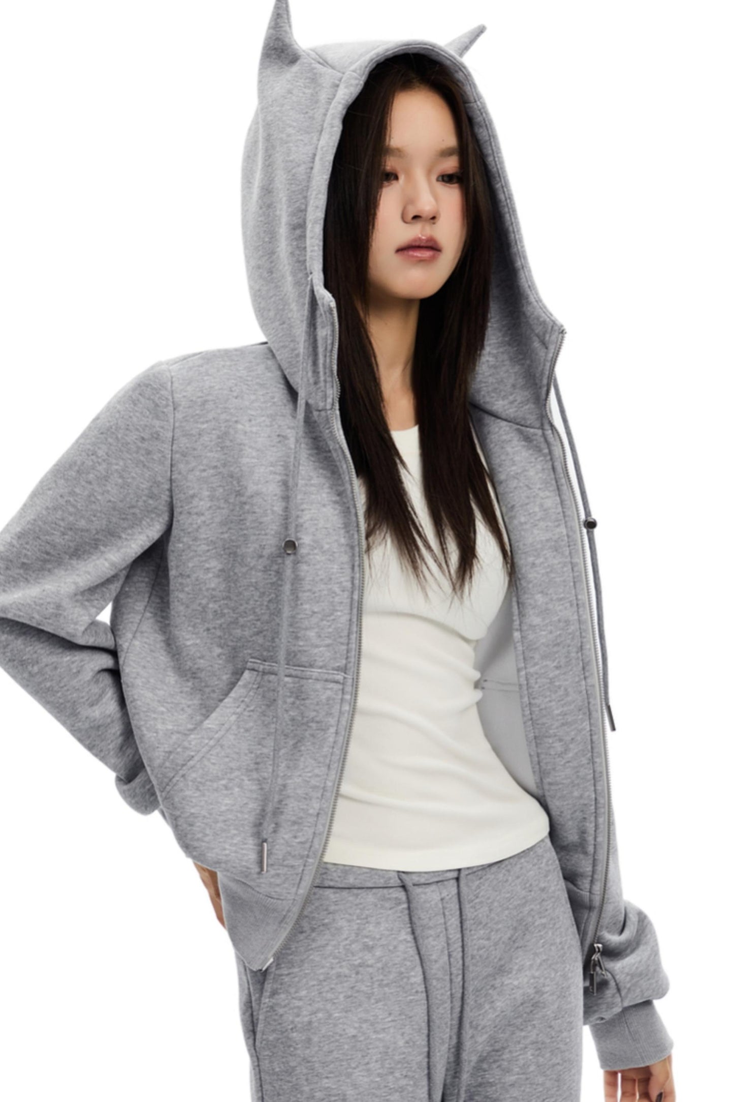 Double Zipper Short Hooded Jacket