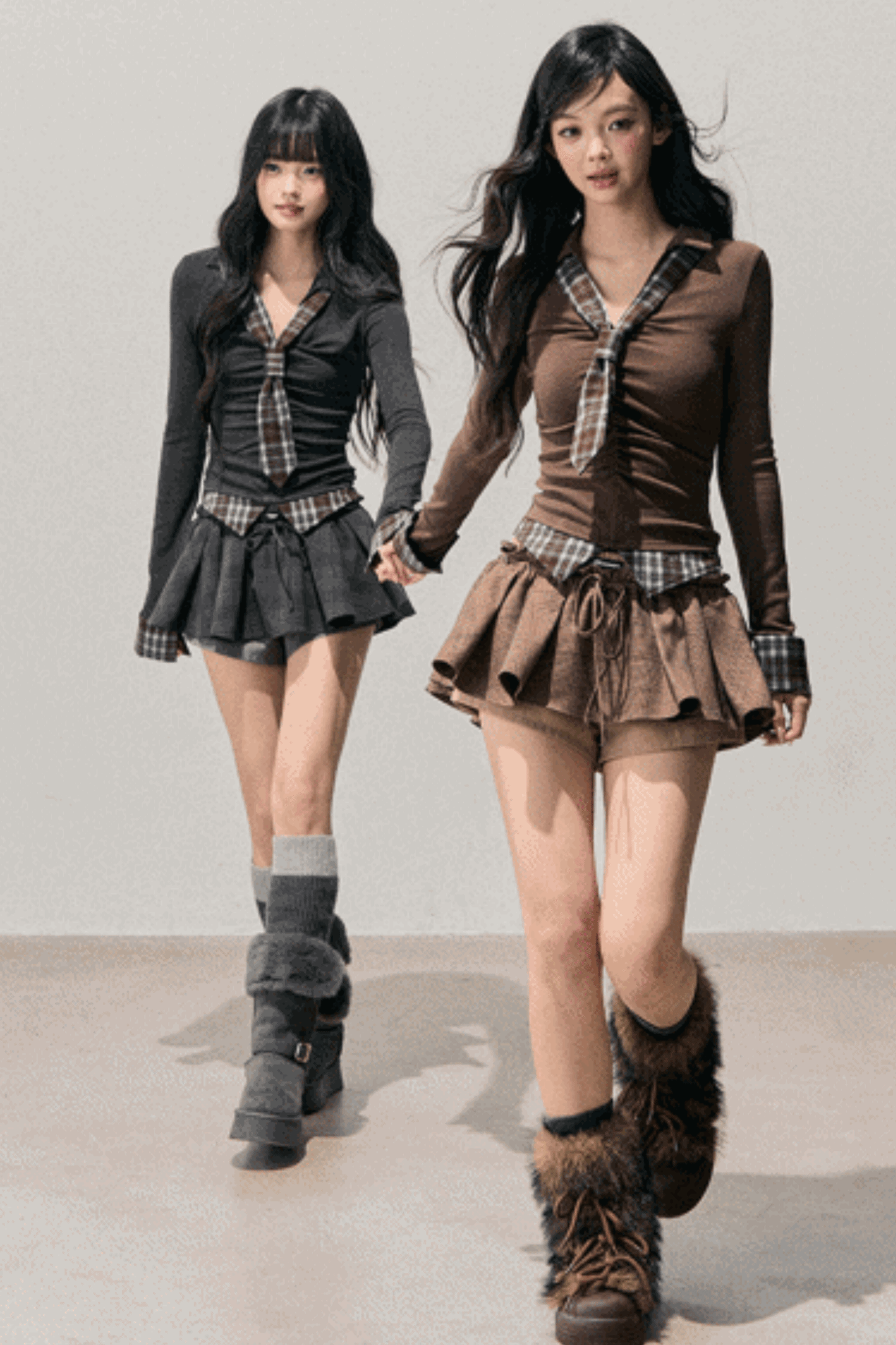 Plaid V-Neck Winter Top