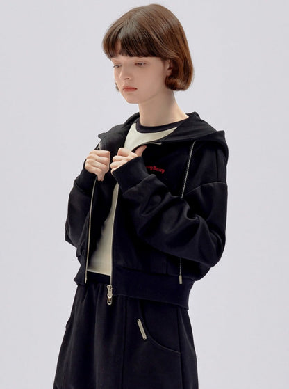 cropped hooded long-sleeved sweatshirt outer