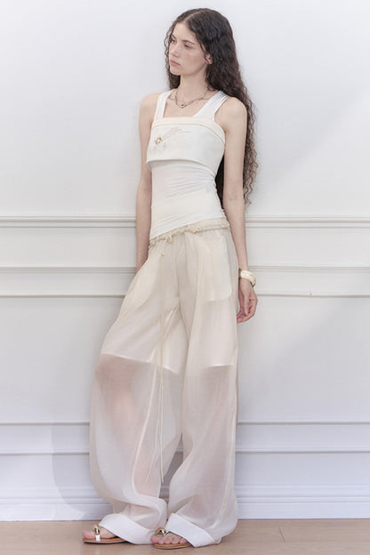 Lace Collar Knit Camisole Set