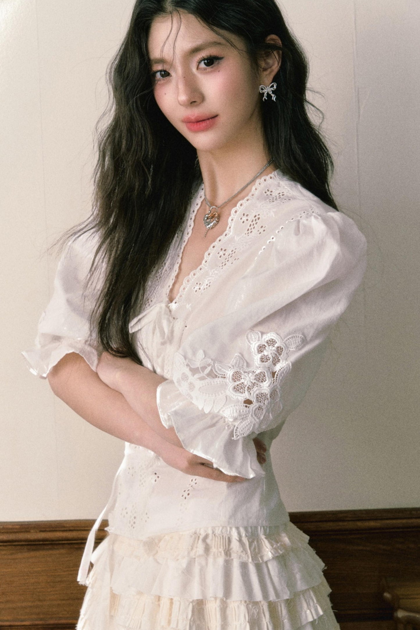 Bubble Sleeve Two Piece Cake Skirt Set-Up