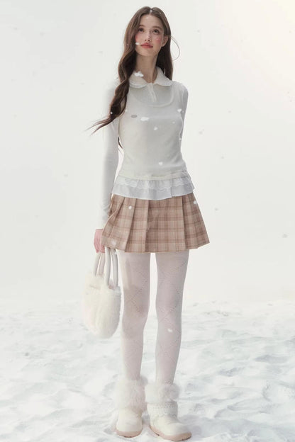 Faux Two-Piece Knitted Blouse