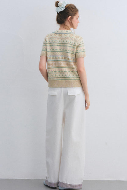 Wool Blend Fair Isle Top