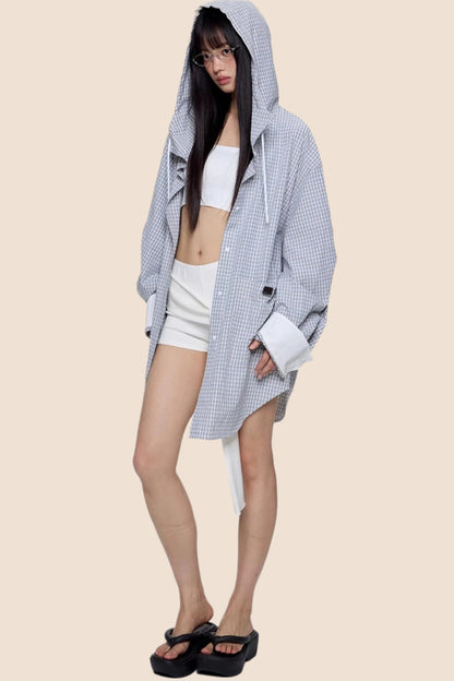 Plaid Hooded Casual Jacket