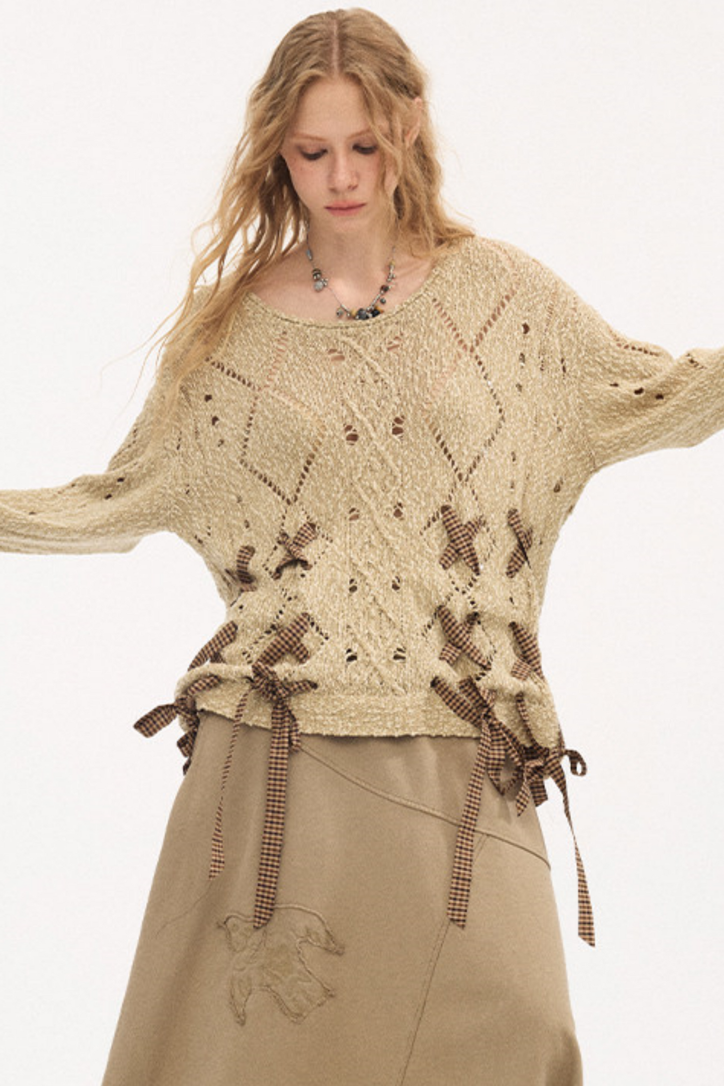 Strappy Quilted Hollow Sweater